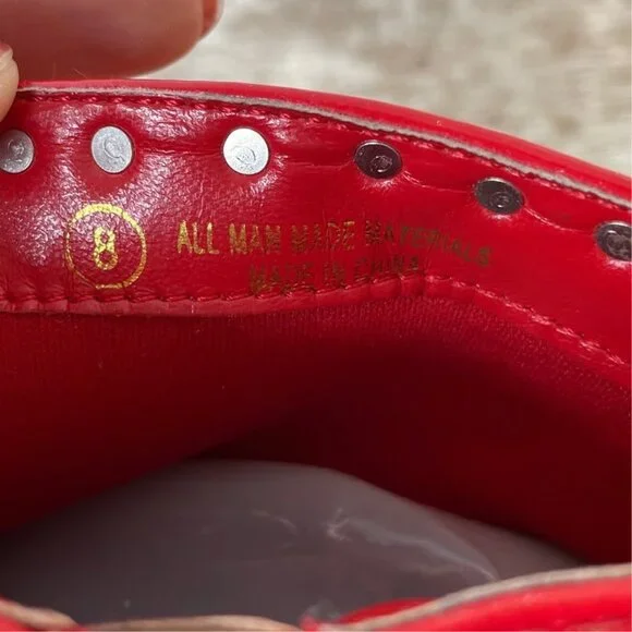 Liliana Red Spiked Stiletto Boots / Heels - Sz 8 - Picture 8 of 8